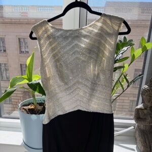 Ralph Lauren White Sequin Top/Black Cocktail Dress (Size 4)